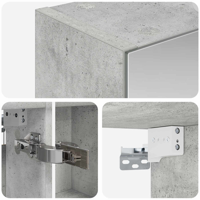Dulap cu oglindă pentru baie Gri din beton 50 x 14,5 x 70 cm - WALTI WALTI
