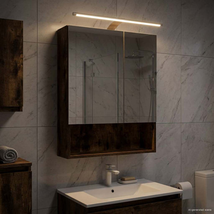 Dulap cu oglindă pentru baie Stejar fumuriu 50 x 14,5 x 70 cm WALTI