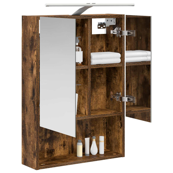 Dulap cu oglindă pentru baie Stejar fumuriu 50 x 14,5 x 70 cm WALTI