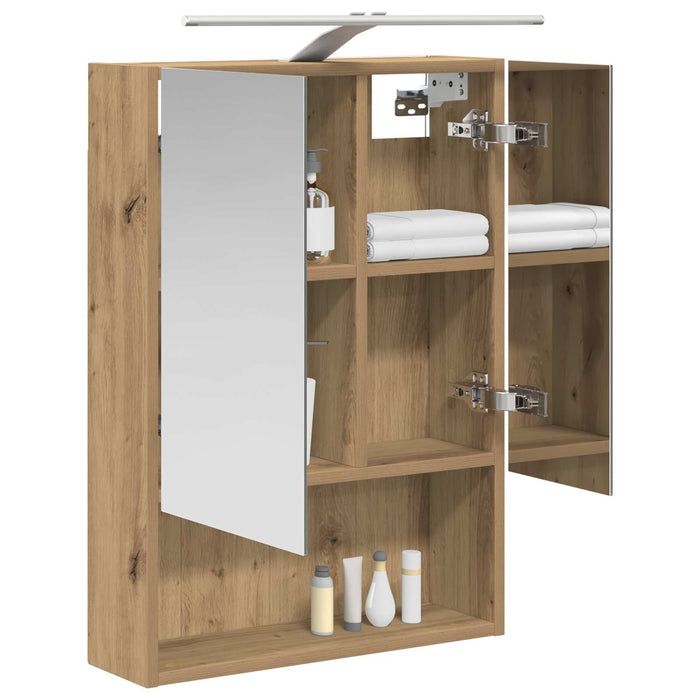 Dulap cu oglindă pentru baie Stejar artizanal 50 x 14,5 x 70 cm - WALTI WALTI