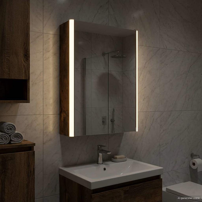 Dulap cu oglindă pentru baie Stejar fumuriu 33 x 11,5 x 50 cm - WALTI WALTI