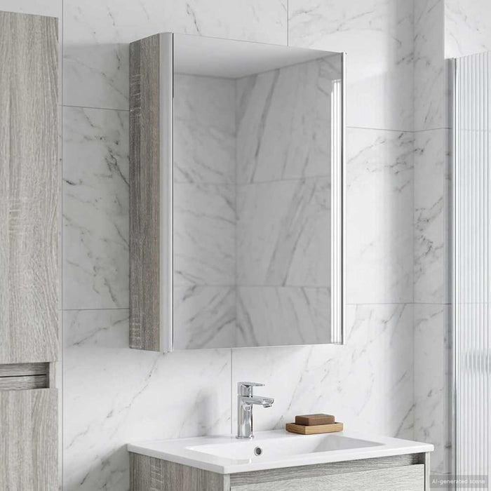 Dulap cu oglindă pentru baie Gri Sonoma 33 x 11,5 x 50 cm - WALTI WALTI