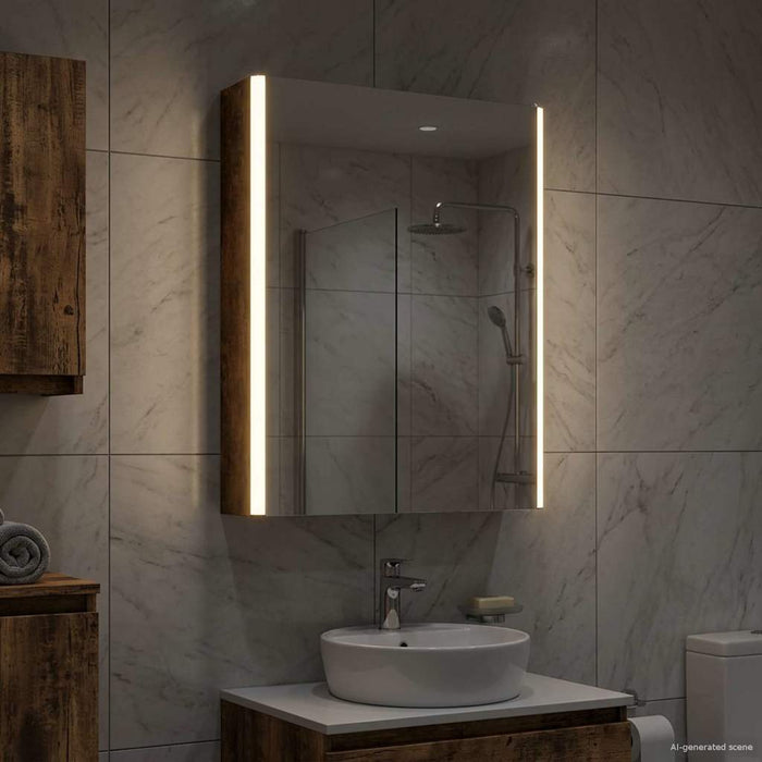 Dulap cu oglindă pentru baie Stejar fumuriu 43 x 11,5 x 60,5 cm - WALTI WALTI