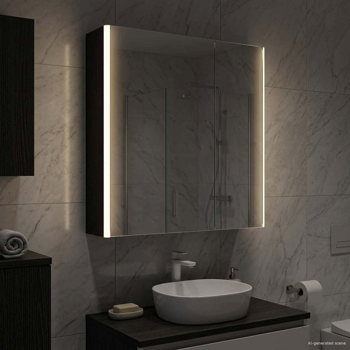Dulap cu oglindă pentru baie Stejar Negru 63,5 x 15,5 x 70 cm - WALTI WALTI