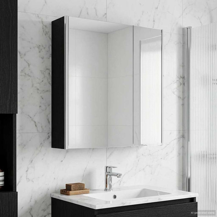 Dulap cu oglindă pentru baie Stejar Negru 63,5 x 15,5 x 70 cm - WALTI WALTI