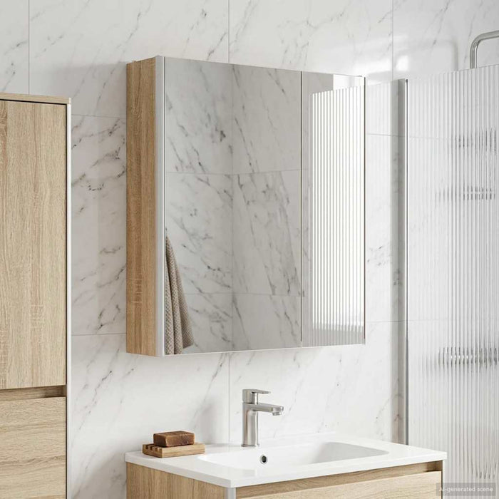 Dulap cu oglindă pentru baie Stejar Sonoma 63,5 x 15,5 x 70 cm - WALTI WALTI