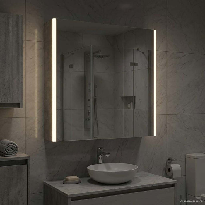 Dulap cu oglindă pentru baie Gri din beton 63,5 x 15,5 x 70 cm - WALTI WALTI