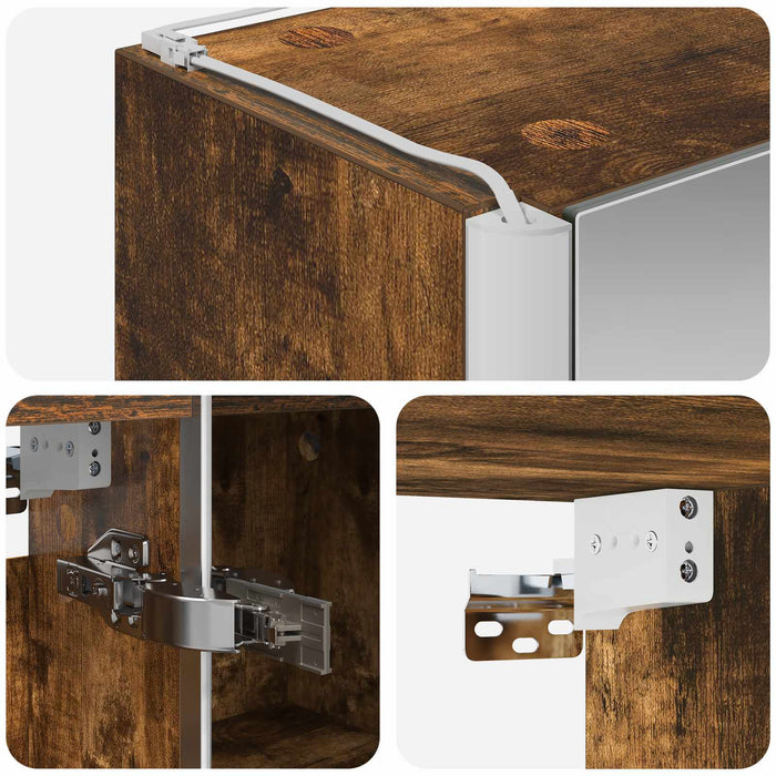 Dulap cu oglindă pentru baie Stejar fumuriu 63,5 x 15,5 x 70 cm - WALTI WALTI