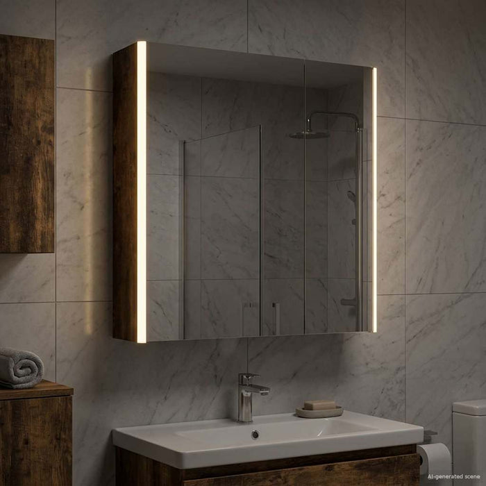 Dulap cu oglindă pentru baie Stejar fumuriu 63,5 x 15,5 x 70 cm - WALTI WALTI