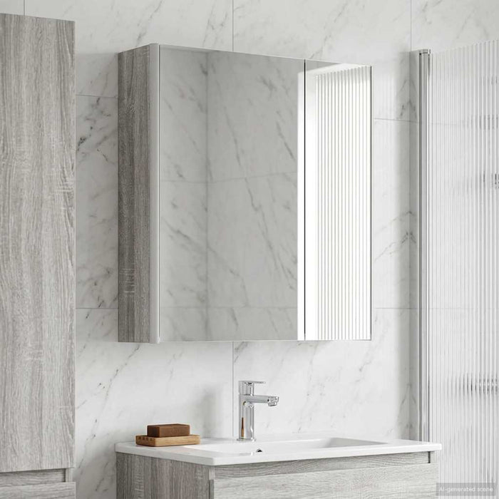 Dulap cu oglindă pentru baie Gri Sonoma 63,5 x 15,5 x 70 cm - WALTI WALTI