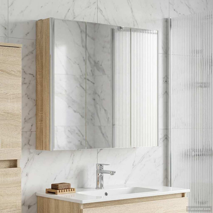 Dulap cu oglindă pentru baie Stejar Sonoma 73.5 x 15.5 x 70 cm - WALTI WALTI