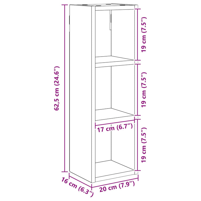 Dulap de perete pentru baie Stejar Sonoma 20 x 16 x 62,5 cm - WALTI WALTI
