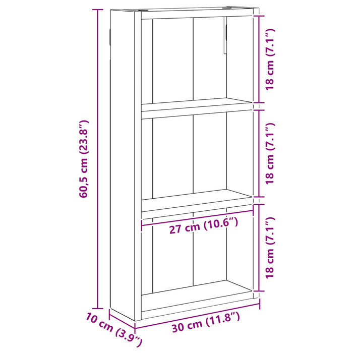Dulap de perete pentru baie Stejar Afumat 30 x 10 x 60,5 cm - WALTI WALTI