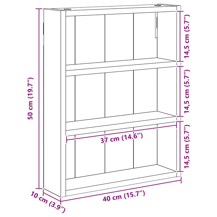 Dulap de perete pentru baie Stejar artizanal 40 x 10 x 50 cm - WALTI WALTI