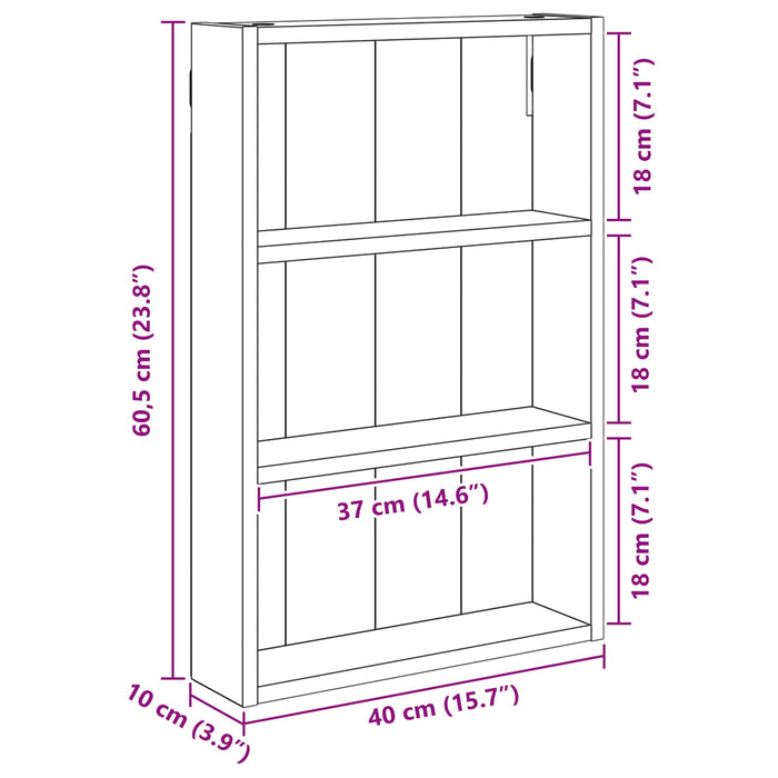 Dulap de perete pentru baie cu raft Gri Beton 40 x 10 x 60,5 cm - WALTI WALTI