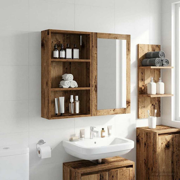 Dulap de perete pentru baie Lemn vechi 40 x 14 x 70 cm WALTI