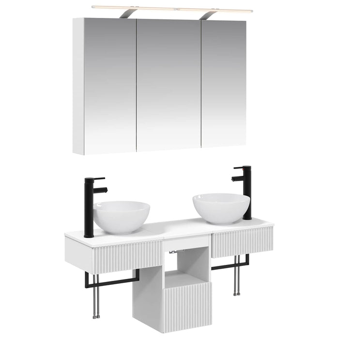 Set dulap baie 4 pcs Alb 100 x 14,5 x 70 cm Lemn prelucrat WALTI