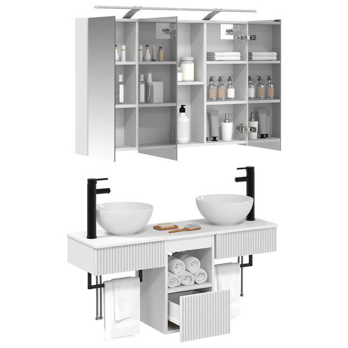 Set dulap baie 4 pcs Alb 100 x 14,5 x 70 cm Lemn prelucrat WALTI