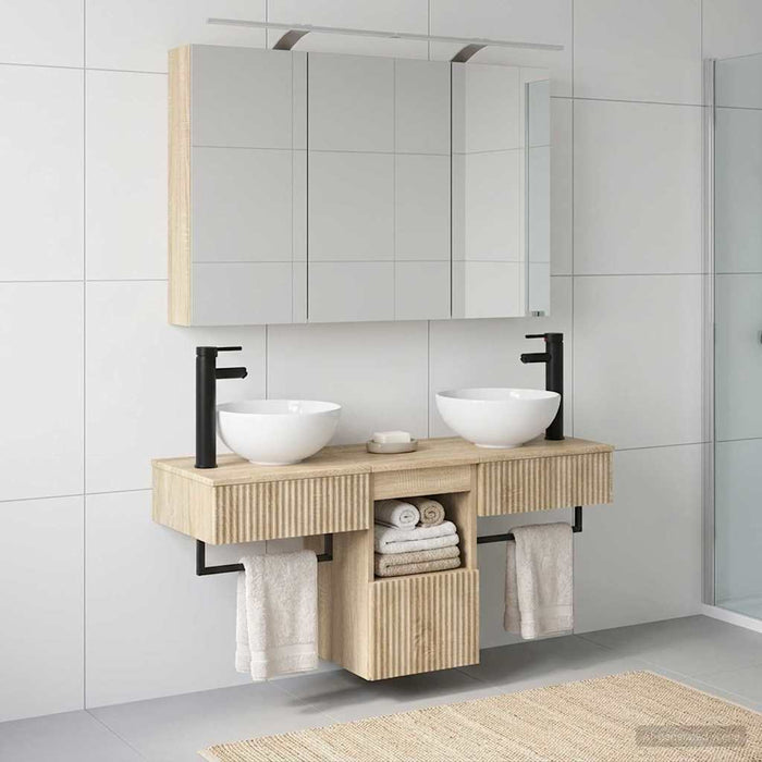 Set dulap baie 4 buc. Stejar Sonoma Lemn prelucrat - WALTI WALTI