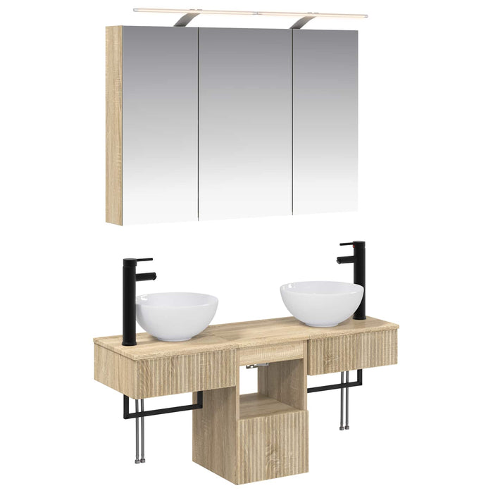 Set dulap baie 4 pcs Stejar Sonoma 100 x 14,5 x 70 cm WALTI