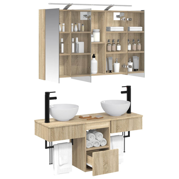 Set dulap baie 4 pcs Stejar Sonoma 100 x 14,5 x 70 cm WALTI