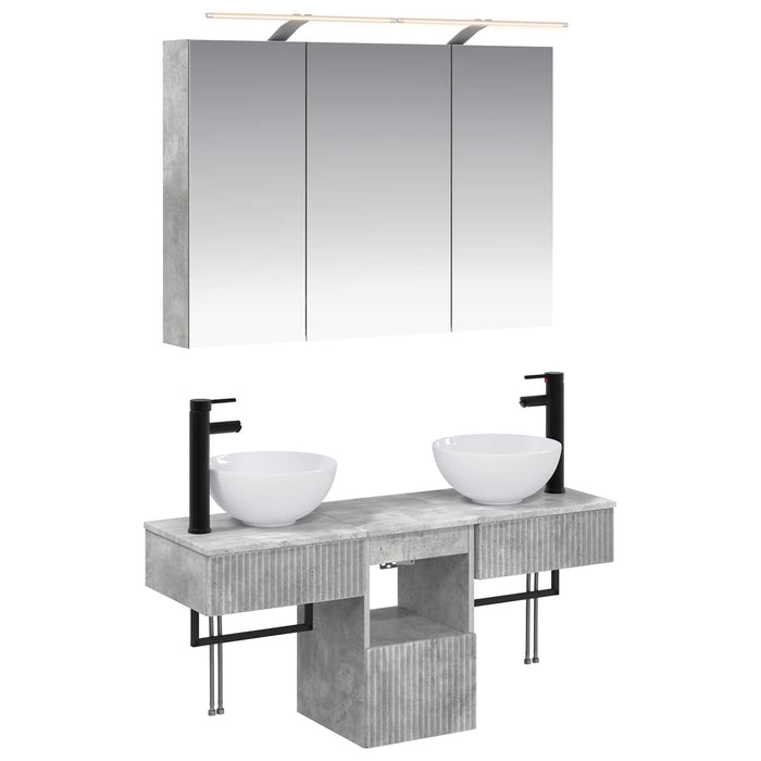 Set dulap baie 4 pcs Gri Beton 100 x 14,5 x 70 cm WALTI