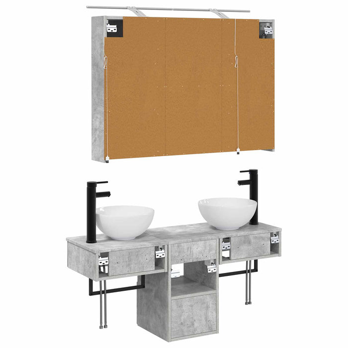 Set dulap baie 4 pcs Gri Beton 100 x 14,5 x 70 cm WALTI