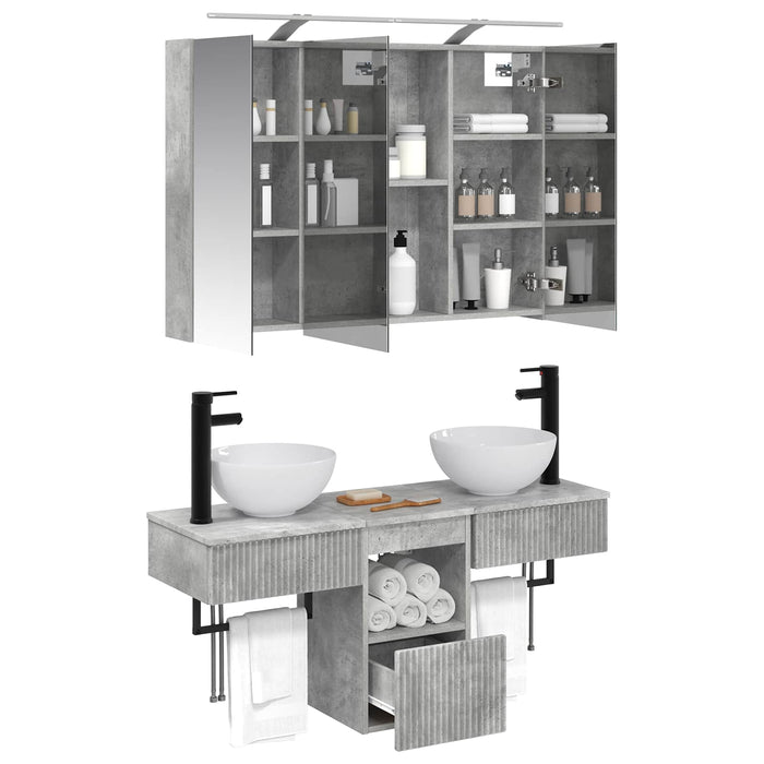 Set dulap baie 4 pcs Gri Beton 100 x 14,5 x 70 cm WALTI