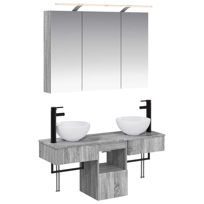 Set dulap baie 4 pcs Sonoma gri 100 x 14,5 x 70 cm WALTI