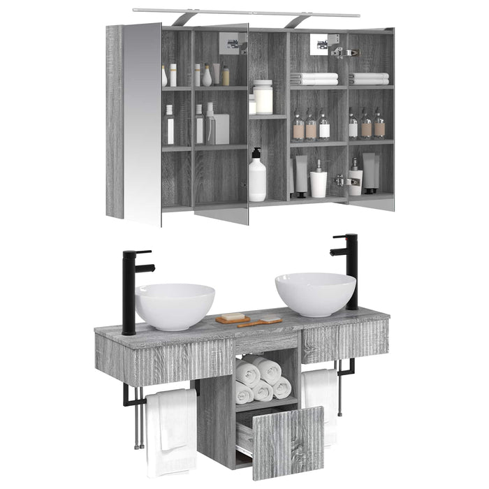 Set dulap baie 4 pcs Sonoma gri 100 x 14,5 x 70 cm WALTI