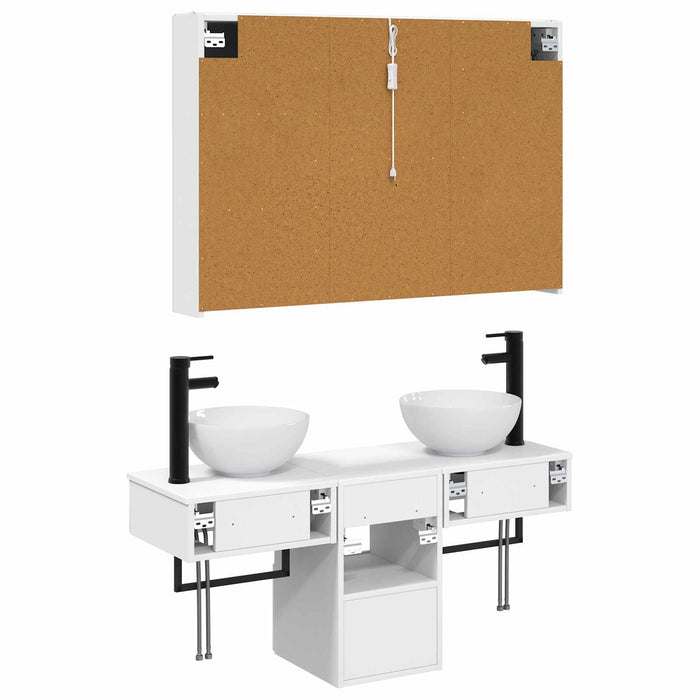 Set dulap baie 4 pcs Alb 103,5 x 15,5 x 70 cm Lemn prelucrat WALTI