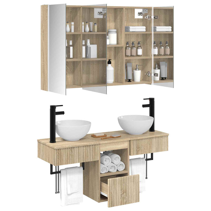 Set dulap baie 4 pcs Stejar Sonoma 103,5 x 15,5 x 70 cm WALTI