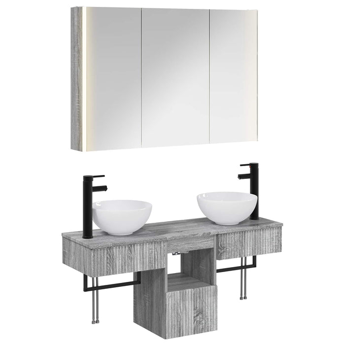 Set dulap baie 4 pcs Sonoma gri 103,5 x 15,5 x 70 cm WALTI