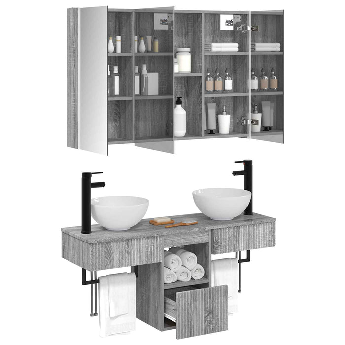 Set dulap baie 4 pcs Sonoma gri 103,5 x 15,5 x 70 cm WALTI