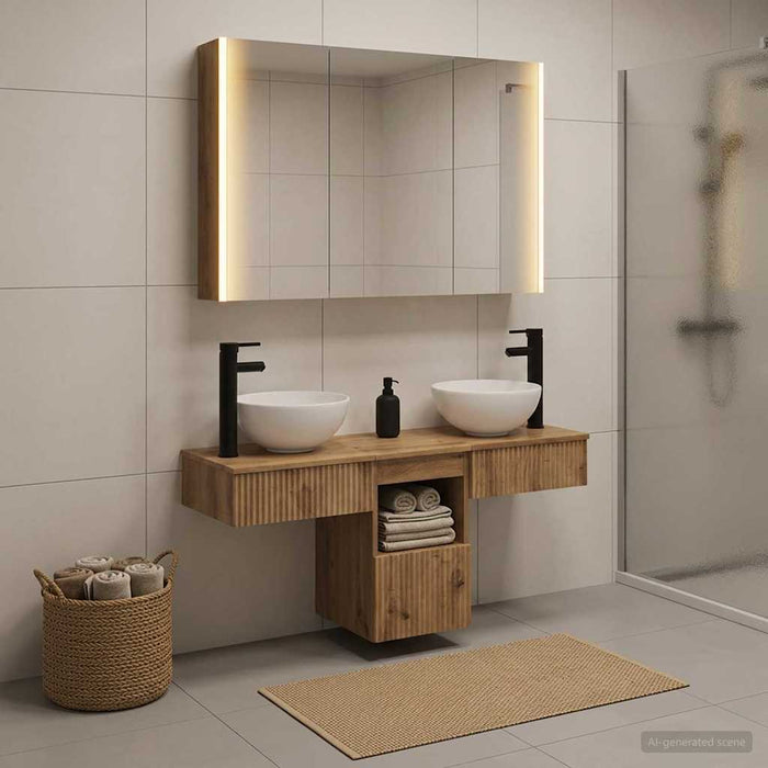 Set dulap baie 4 pcs Stejar Artizanal 103,5 x 15,5 x 70 cm WALTI