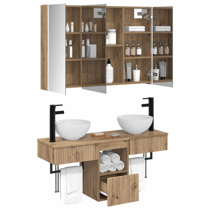 Set dulap baie 4 pcs Stejar Artizanal 103,5 x 15,5 x 70 cm WALTI