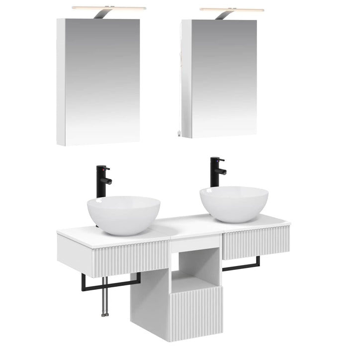 Set dulap baie 5 pcs Alb 40 x 10,5 x 60,5 cm Lemn prelucrat WALTI