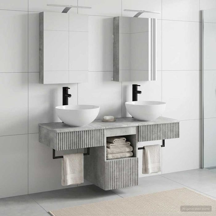 Set dulap baie 5 buc. Gri Beton Lemn prelucrat - WALTI WALTI