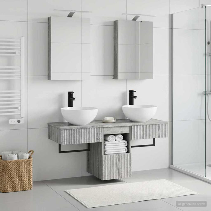 Set dulap baie 5 pcs Sonoma gri 40 x 10,5 x 60,5 cm WALTI