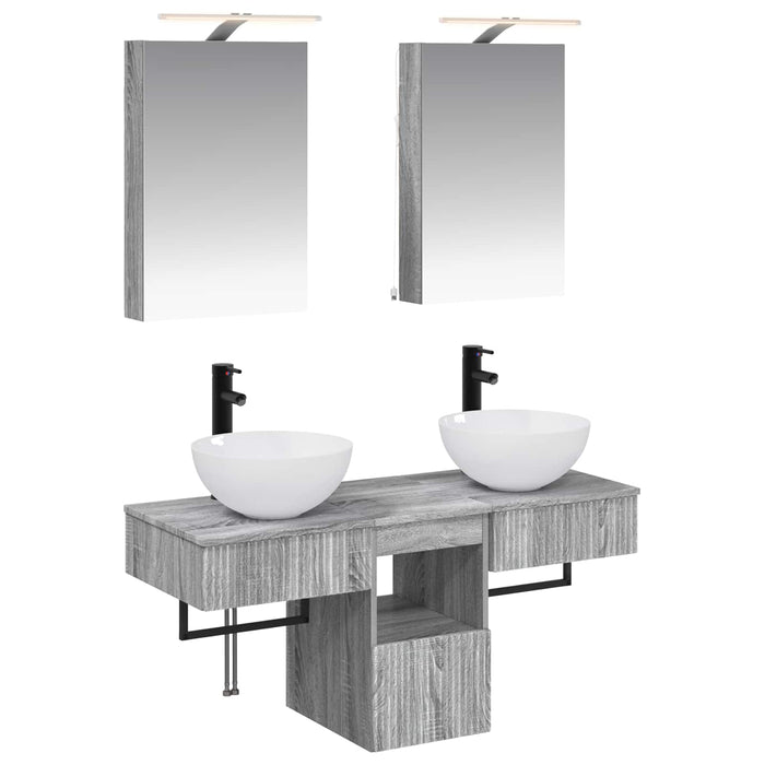 Set dulap baie 5 pcs Sonoma gri 40 x 10,5 x 60,5 cm WALTI