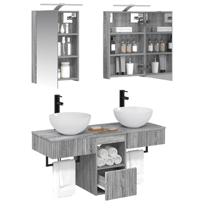 Set dulap baie 5 pcs Sonoma gri 40 x 10,5 x 60,5 cm WALTI