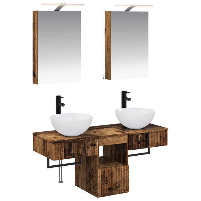 Set dulap baie 5 pcs Lemn vechi 40 x 10,5 x 60,5 cm WALTI
