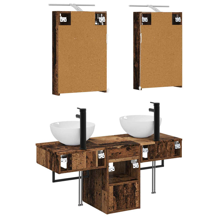 Set dulap baie 5 pcs Lemn vechi 40 x 10,5 x 60,5 cm WALTI