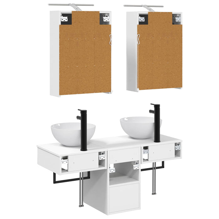 Set dulap baie 5 pcs Alb 43 x 16 x 62,5 cm Lemn prelucrat WALTI