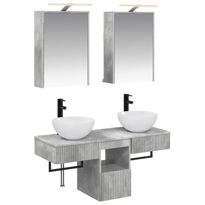 Set dulap baie 5 pcs Gri Beton 43 x 16 x 62,5 cm Lemn prelucrat WALTI