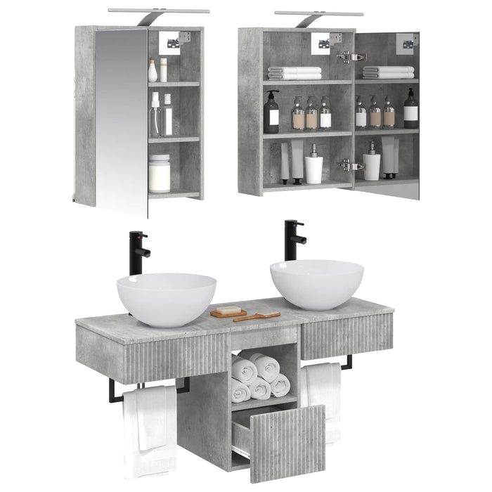 Set dulap baie 5 pcs Gri Beton 43 x 16 x 62,5 cm Lemn prelucrat WALTI