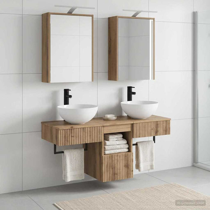 Set dulap baie 5 buc. Stejar Artizanal Lemn prelucrat WALTI