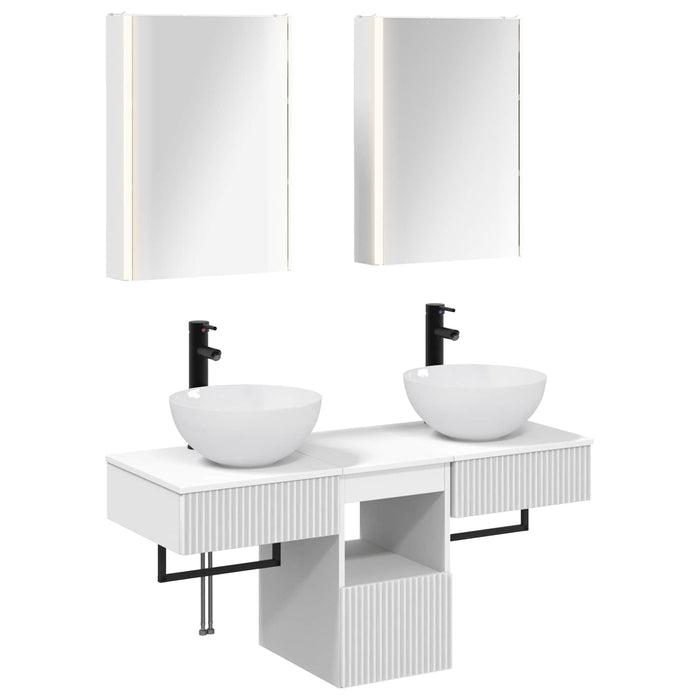 Set dulap baie 5 pcs Alb 43 x 11,5 x 60,5 cm Lemn prelucrat WALTI
