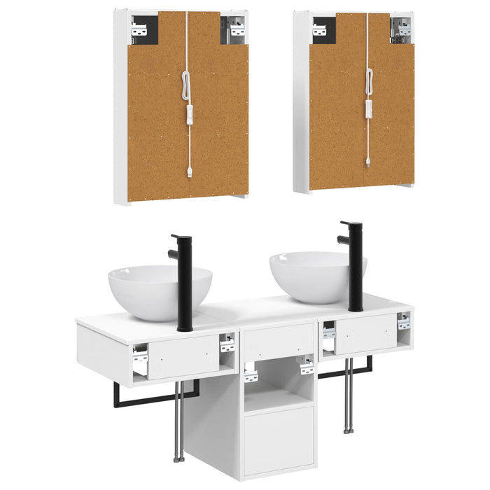 Set dulap baie 5 pcs Alb 43 x 11,5 x 60,5 cm Lemn prelucrat WALTI
