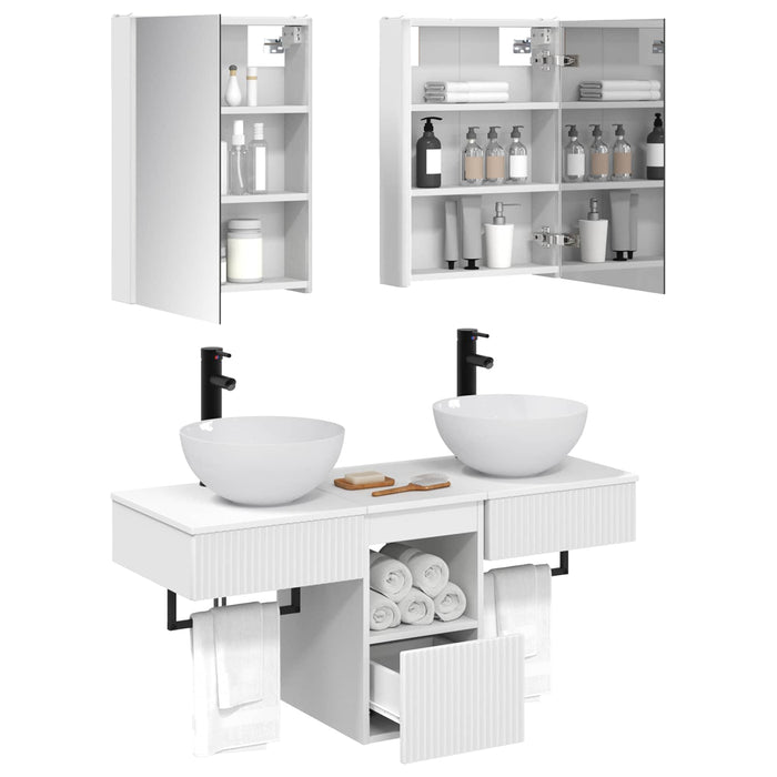Set dulap baie 5 pcs Alb 43 x 11,5 x 60,5 cm Lemn prelucrat WALTI